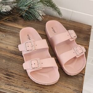 Pink Double Strap Sandals, Girls 3
